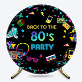 Lofaris Round Disco Colorful Back To The 80s Party Backdrop